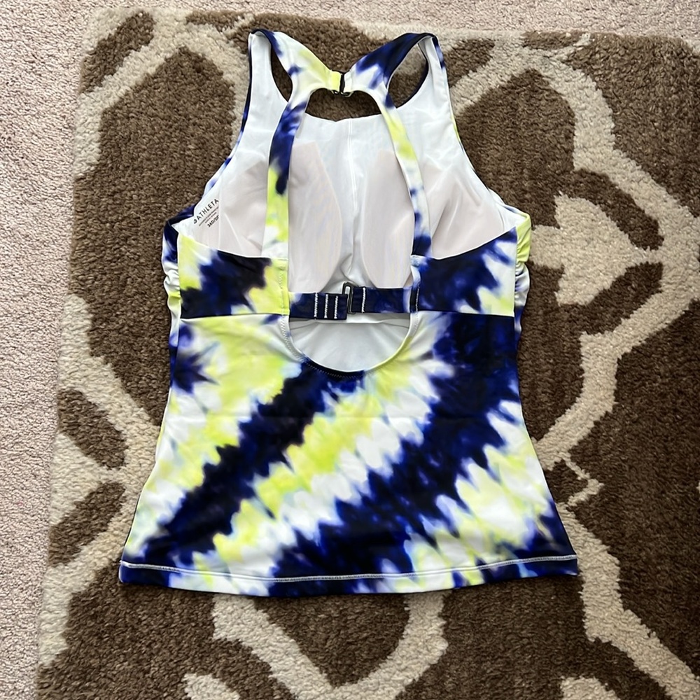 Athleta Women's Blue and Yellow Tie-Dye swim Tank Top - Picture 2 of 7